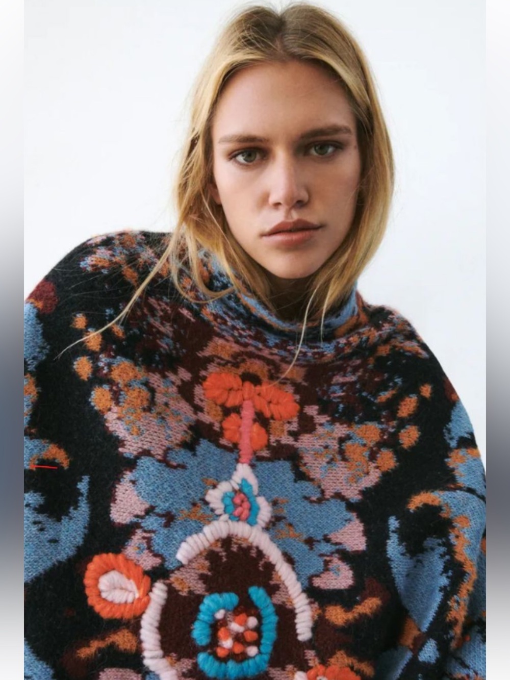 ZARA Limited Edition Embroidered Knit Cape Poncho - Size Medium